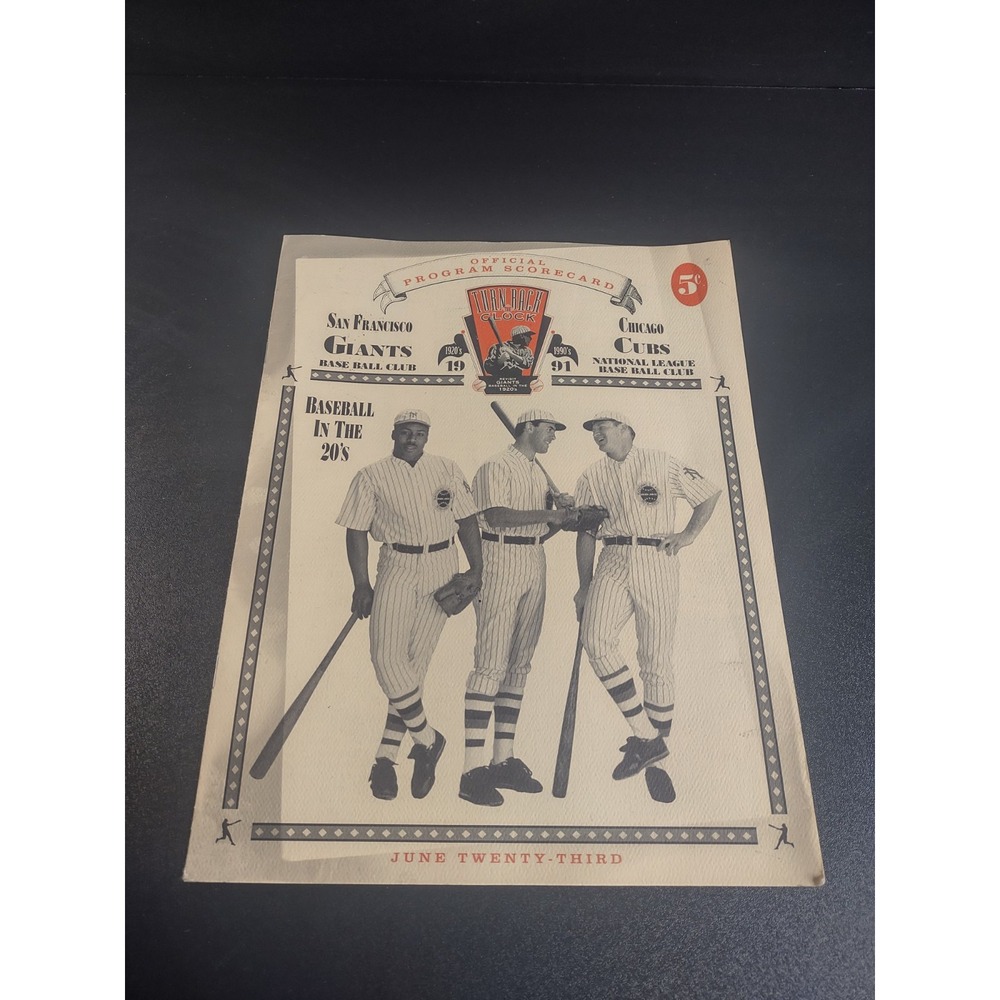 Vintage 1991 Official Program Scorecard From June 23rd Giants/Cubs Game